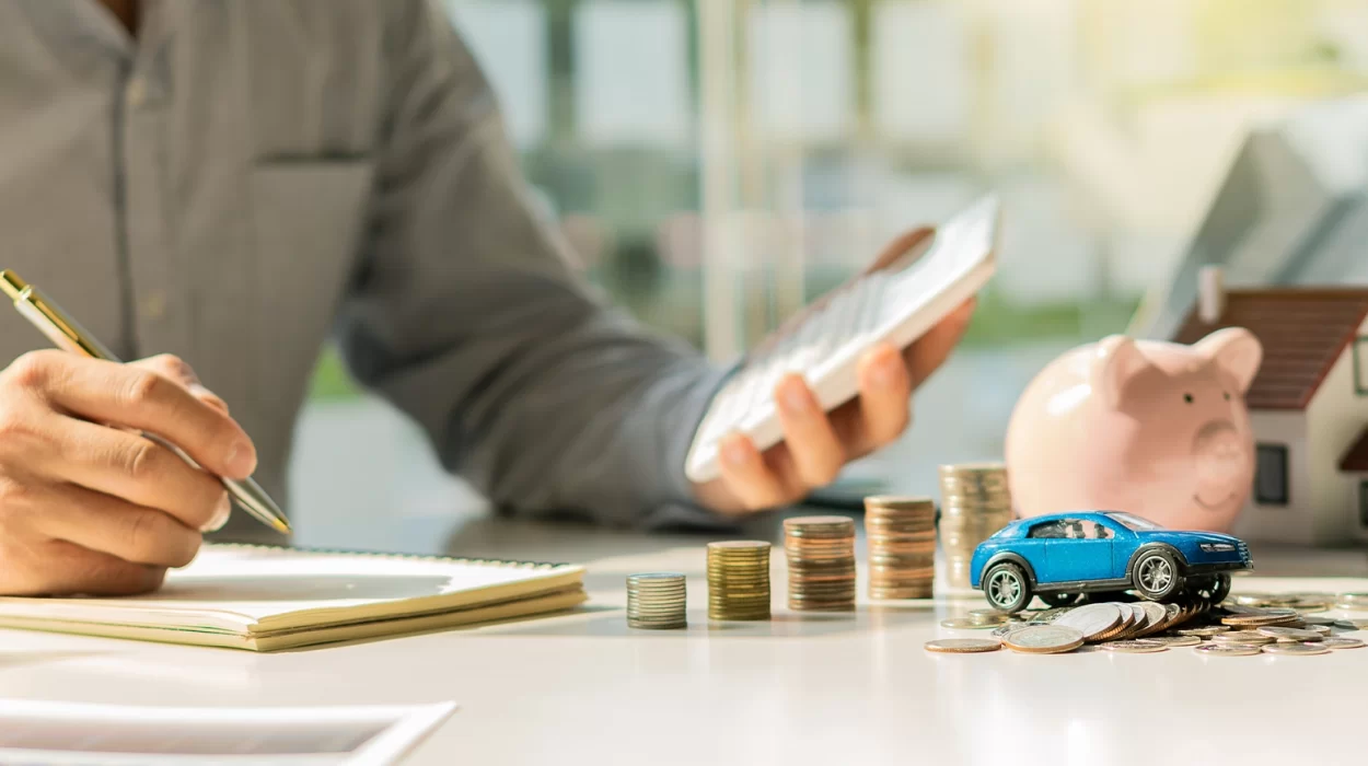 insurance agent calculating car insurance costs
