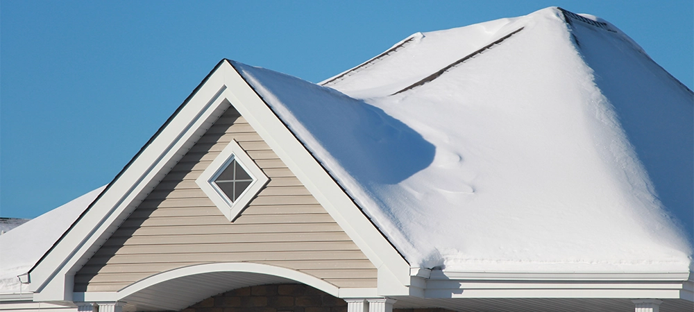 Roof top with snow on in winter