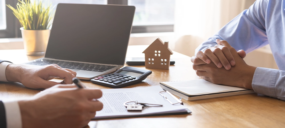 Asian tenant, client man sign signature contract rental purchase, buyer home or apartment with landlord, realtor after banker agreement mortgage, loan success or done. Property lease agent concept.